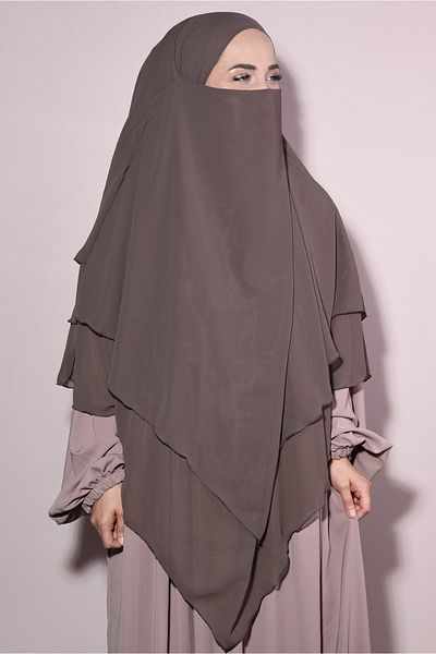 Ns nowascarf Souffle Ready Veiled Three Layer Chiffon Shawl Mink