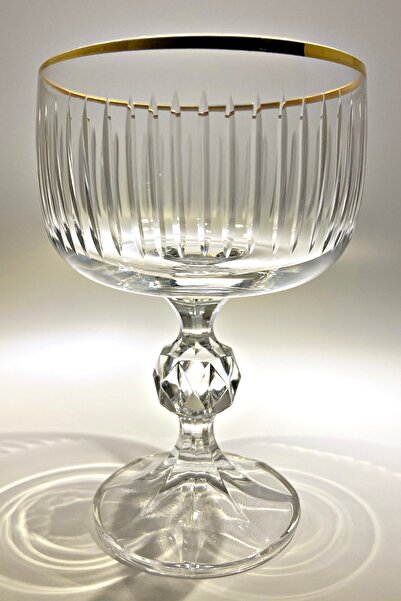 Bohemia Collection Sterna Altın 6'lı Dondurmalık Kasesi / Şampanya Kadehi Seti 200cc Çizgi Model