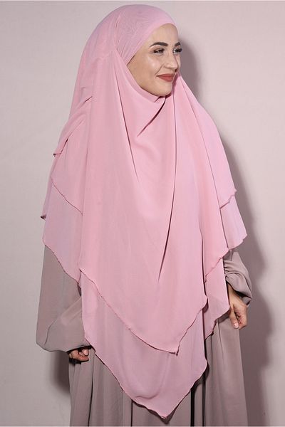 Ns nowascarf Triple Layer Hijab Veil Chiffon Souffle - Powder Pink