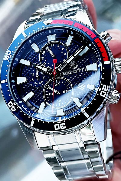Bigotti Complete Steel Men's Wristwatch 5 Atm Waterproof Silver Color + Bracelet Bme2001c3