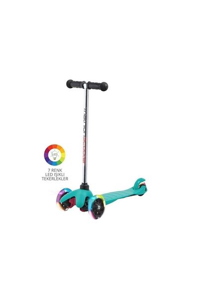 CVS Dn-80000 قاعدة مضادة للانزلاق + مقابض مريحة + عجلة بإضاءة LED 7 ألوان + سكوتر أزرق اللون