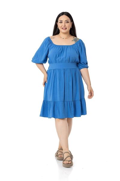 DISENTIS MODEST Коротке індігове плаття великого розміру з декольте на спині