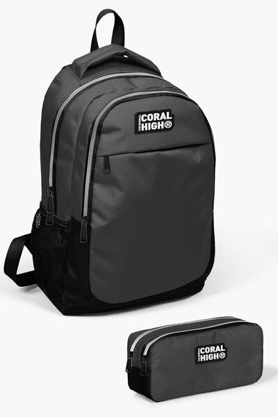 Coral High Koyu Gri Siyah 2'li Okul Çanta Seti SET0214393