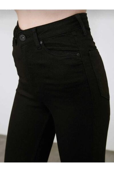 bluewoopss Ngbutika Full Likralı Simsiyah Yüksek Bel Skinny Jean Pantolon (TO...