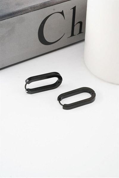By Zeyna Aksesuar Women's 316 L Stainless Steel 2 cm Ellipse Model Earrings