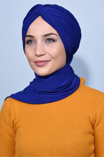 Nowa Scarf عقدة مع شال بونيه ساكس أزرق