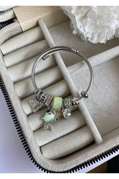 HEDİYEBOHÇAM سوار ماتشا الأخضر - سحر الحبل الفولاذي مع تفاصيل الأسماك