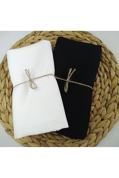 feronis Γυναικείο Hijab Cotton Cazz Shawl Model Σετ 2 τεμαχίων _ Μαύρο - Λευκό
