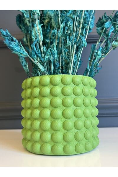 MozzArt Dekoratif Bubble Turuncu Vazo & Saksı Taş Tozu Büyük Boy