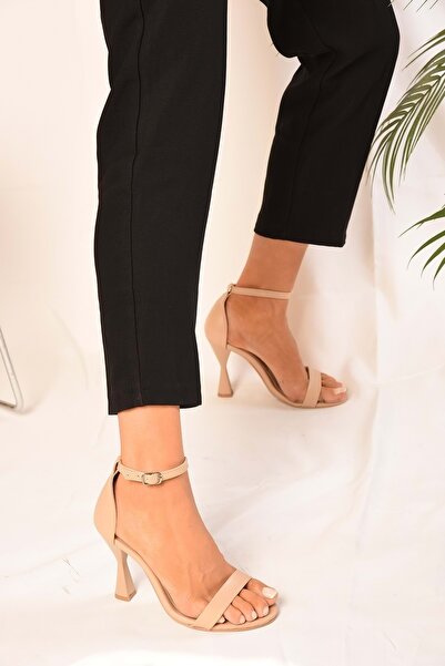 Shoeberry Women's Greka Single Strap Skin Skin Heeled Shoes