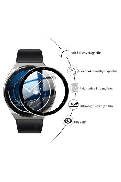 Techaks Huawei Watch Gt 3 Pro 46mm Ekran Koruyucu Darbeye Dayanıklı Ppma Kırılmaz Cam