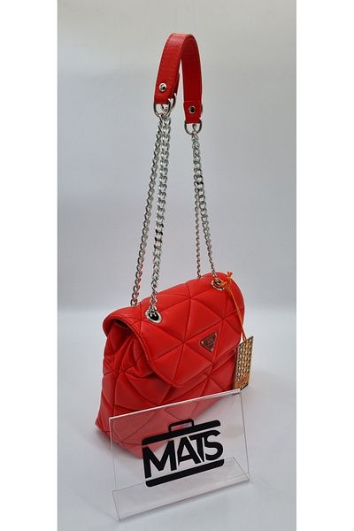 DSN Pomegranate Red Quilted Chain Strap Hand and Shoulder Bag 5498