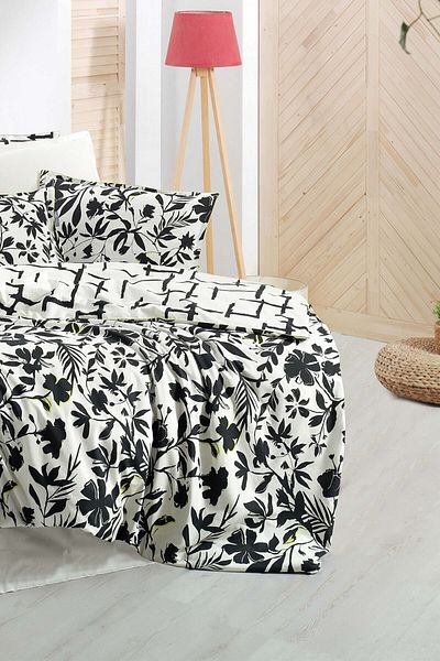 Sarev Σετ παπλωματοθήκη Amanda Black Double 100% βαμβακερό Fancy Poplin
