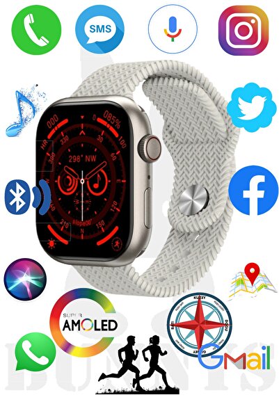 Bunnys Huawei P50 Pro Uyumlu Akıllı Saat Konuşma Özellikli Watch 9 Pro 45mm Amoled Ekran