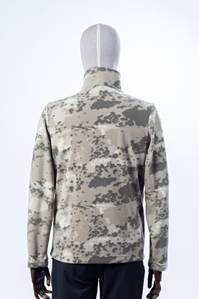 Huğlu Kamuflaj Desenli Üç Cepli Fermuarlı Kartal Figürlü Polar Hırka