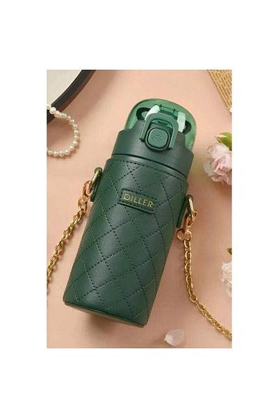 Uzspace Diller Steel Thermos Flask with Straw 450ML Green