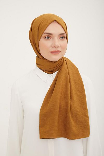 Armine Stripe Pattern Cotton Textured Jazz Shawl Copper color