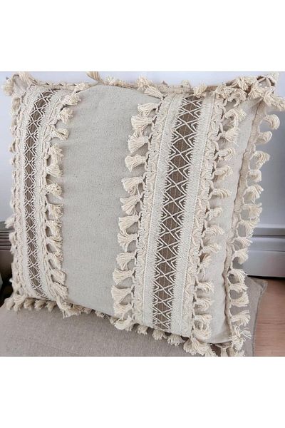 NDC HOME Thick Lace Pompom Cream Throw Pillow Cushion Cover (43 x 43)