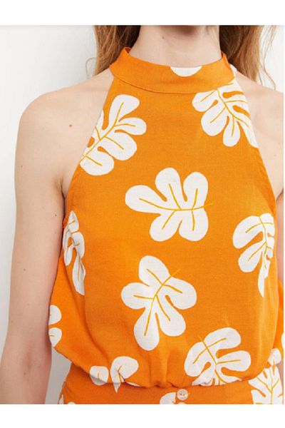 LC Waikiki LCW Gemusterte ärmellose Neckholder-Bluse für Damen