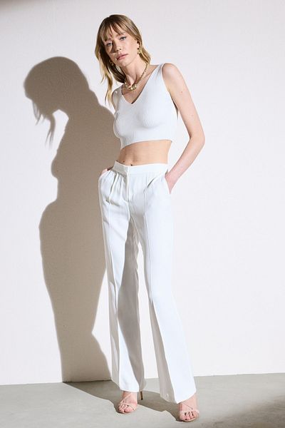 BROOKS BROTHERS Damen-Crêpe-Hose mit Ecru-Taschen