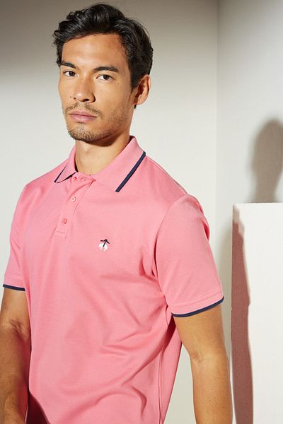BROOKS BROTHERS Růžové pánské polo tričko s krátkým rukávem a výstřihem