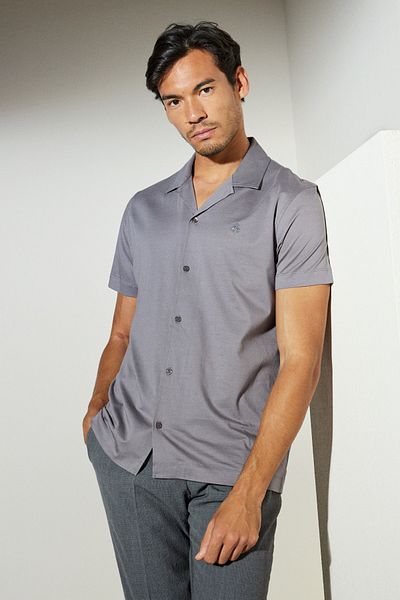 BROOKS BROTHERS Ανδρικό πουκάμισο με μοτίβο γιακά σε γκρι Comfort Fit