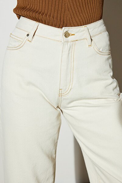 BROOKS BROTHERS Women's Beige High Waist Denim Trousers