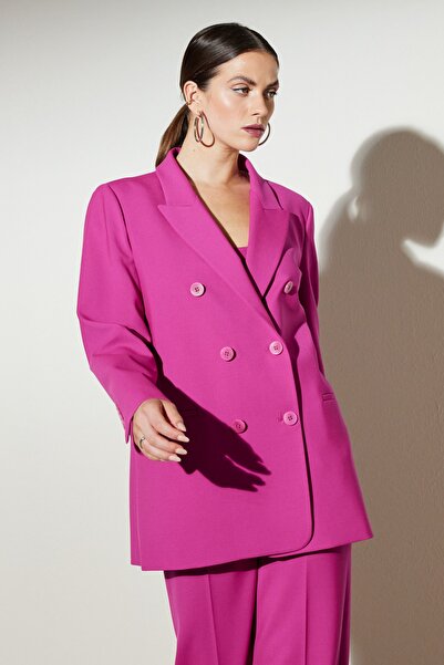 BROOKS BROTHERS Women's Fuchsia Oversize Loose Fitting Pointed Collar Jacket