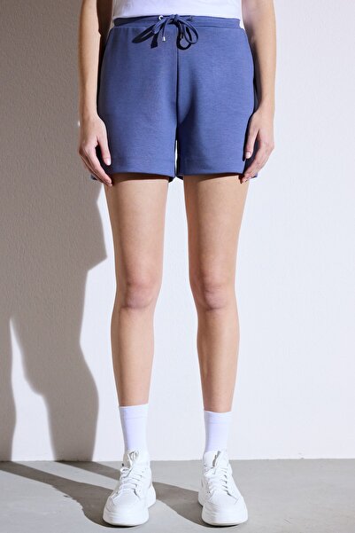 BROOKS BROTHERS Kadın Indigo Normal Bel Cepli Scuba Sandy Şort