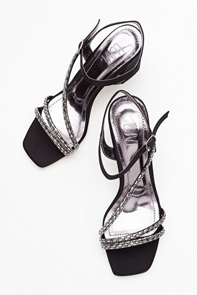 LuviShoes ANJEL Black Satin Women's Heeled Shoes