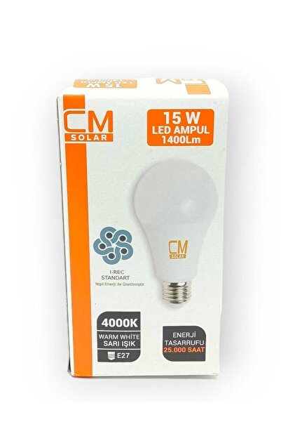 cm solar 15w Led 4000K Sarı Işık Ampul E27 Duylu