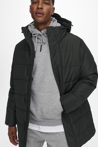 Only & Sons Onscarl Long Quilted Coat Otw Ανδρικό παλτό - 22020156 Μαύρο