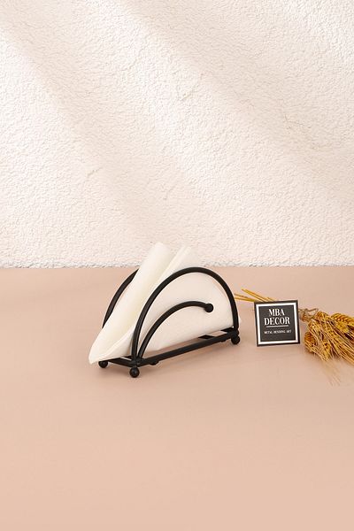 mba decor metal bending art Луксозна поставка за салфетки Harmony Model, черна, от неръждаема стомана, изцяло желязна, за презентации и декорация на кухненска маса