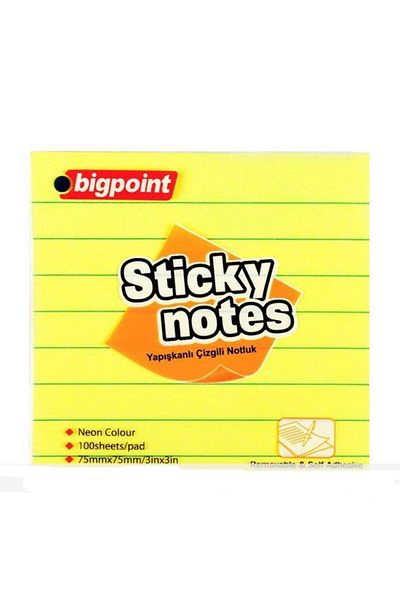 Bigpoint ورق ملاحظات مخطط لاصق أصفر نيون 75x75 Bp810-15