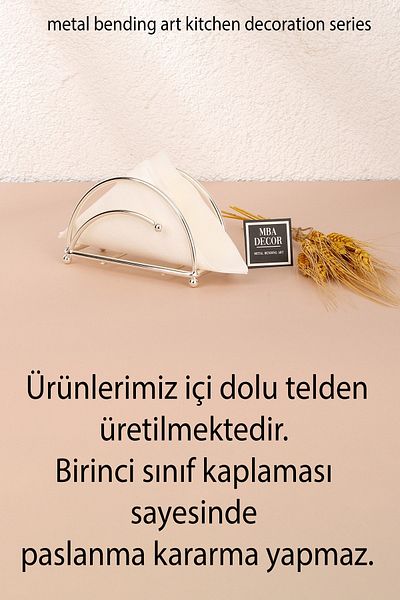 mba decor metal bending art Ahenk Model Argint Inoxidabil Umplut Fier Suport șervețel de lux Prezentare Decorare Bucătărie Veselă