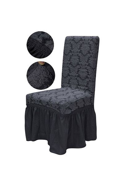 HEYTGAH Κάλυμμα καρέκλας Luxury Jacquard - 6 τεμάχια, με ελαστική και πλενόμενη φούστα, κάλυμμα κατά της ακτινοβολίας
