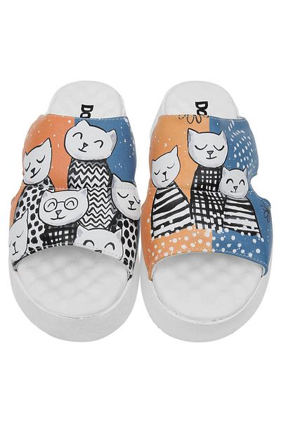 Dogo Women's Vegan Leather Multicolored Slippers - Family Portrait Design