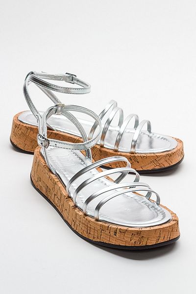 LuviShoes Sandale de damă ANGELA argintiu metalic