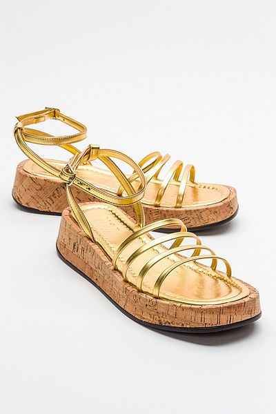 LuviShoes Sandale de damă ANGELA auriu metalic