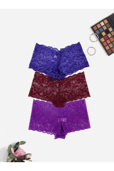 yokyokcollection Gecko Lace Γυναικεία Εσωρούχα - Σορτς Boxer Fantasi Σετ 3 τεμ