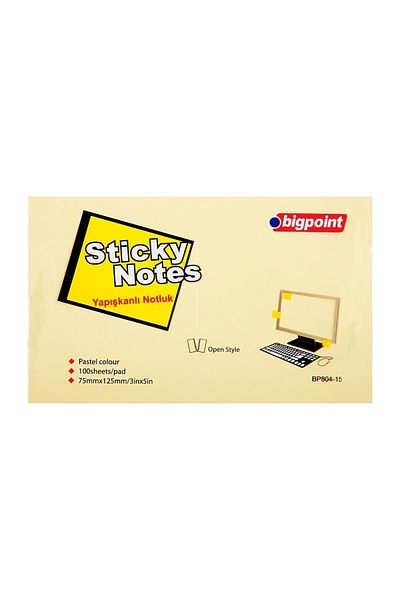 Bigpoint ورق ملاحظات لاصق 75x125 أصفر 100yp