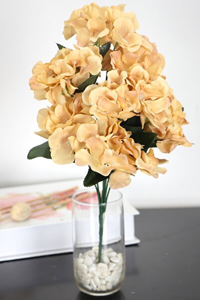 Yapay Çiçek Deposu Yapay 7 Dallı Ortanca Demeti 35 cm Kahve