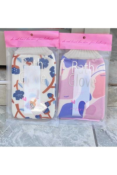 BATH GLOVE Shower Pouch Non-Fiber Pouch New Generation Microfiber Pouch 2 Pieces