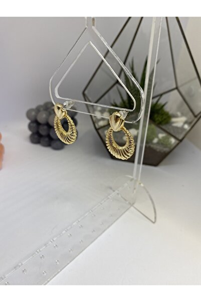 LALE DETAY MİNELİ GOLD MİNİMAL KÜPE