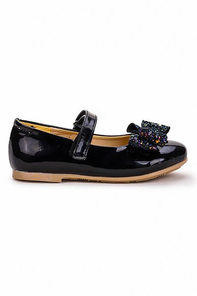 KARAMAZI Balerini din piele lacuita pentru fete - Ege 200, pantofi cu velcro si fundita