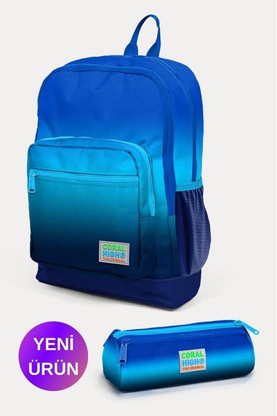 Coral High Set de geanți de școală de 2 bucăți de tranziție de culoare albastru bleumarin pentru copii GOSET 0223745
