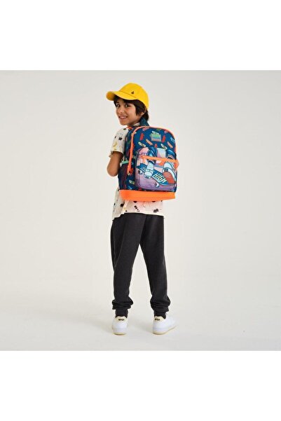 Coral High Kids Civit Neon Orange Skateboard Patterned 2-Piece School Bag Set GOSET0223723