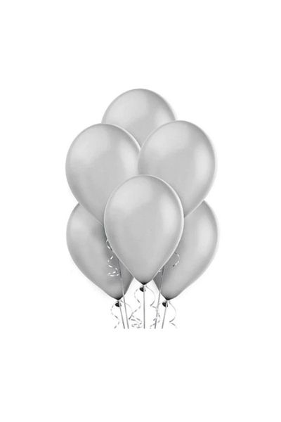 LOTUS PARTY 10 Pieces Latex Metallic Silver Balloons