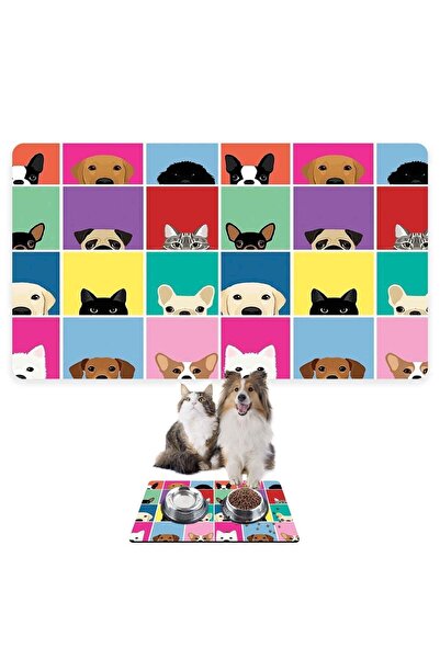 Monnhein بساط تغذية الحيوانات الأليفة بالطعام والماء، سهل التنظيف، مقاوم للما...