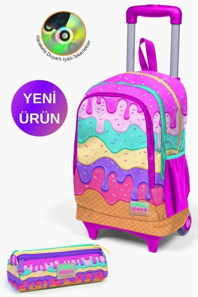 Coral High مجموعة حقائب للأطفال مكونة من قطعتين منقوشة بالآيس كريم باللون الو...